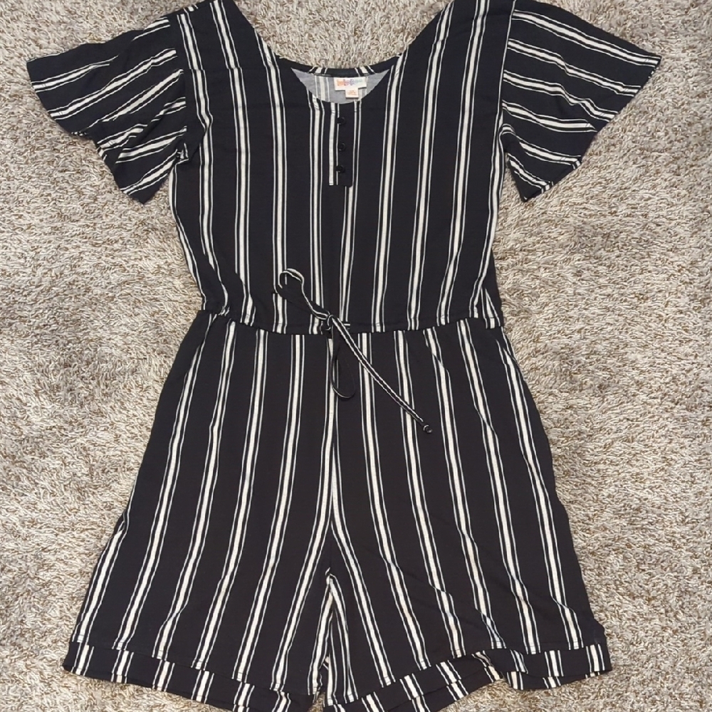 Xanthe Black and White Striped Romper